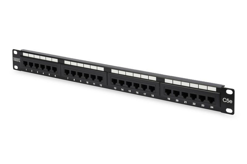 DIGITUS Patch panel DN-91524U, 19'' 24 portů UTP Cat5e, RJ45, 1U, černý