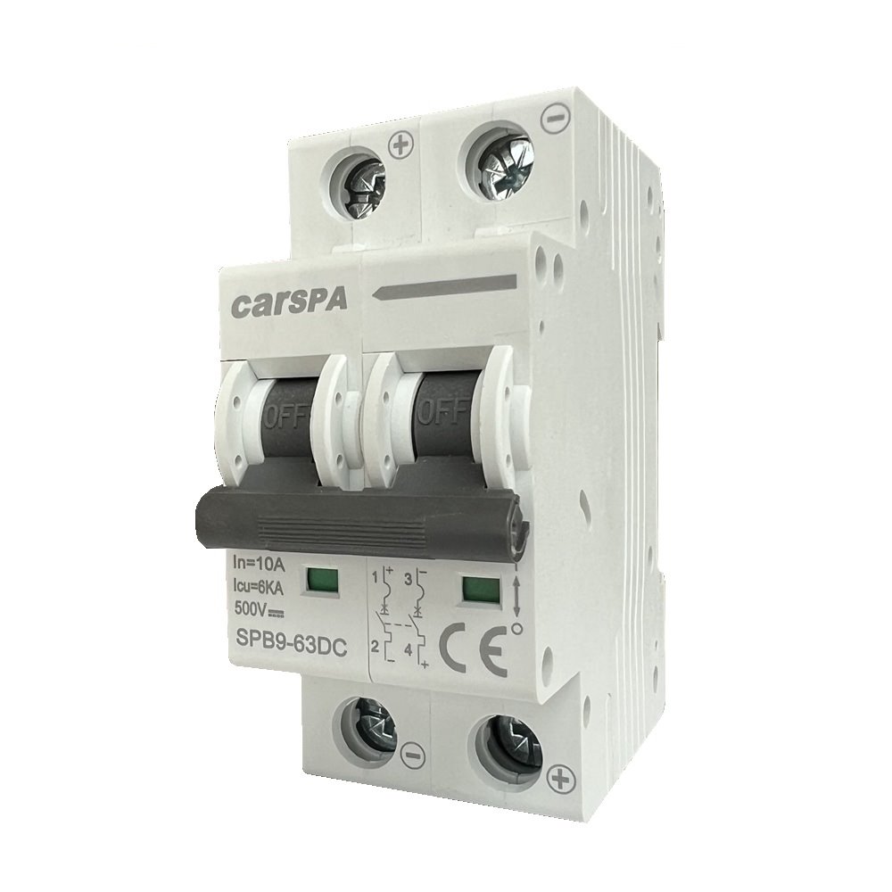 Jistič DC 16A 2P Carspa SPB9-63DC 2-pólový 6kA na DIN lištu