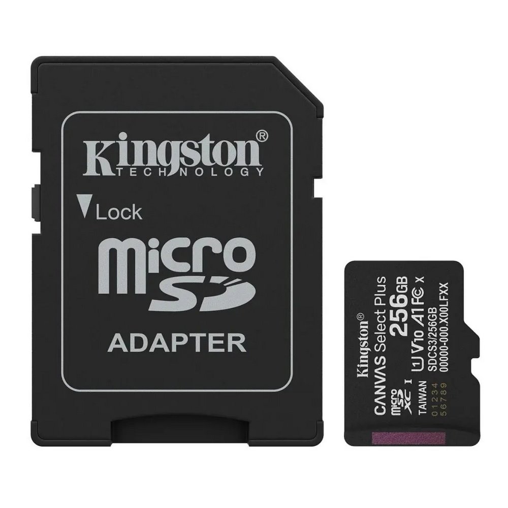 Kingston MicroSDXC paměťová karta 256GB Canvas Select Plus A1 Gen 3 + SD adaptér