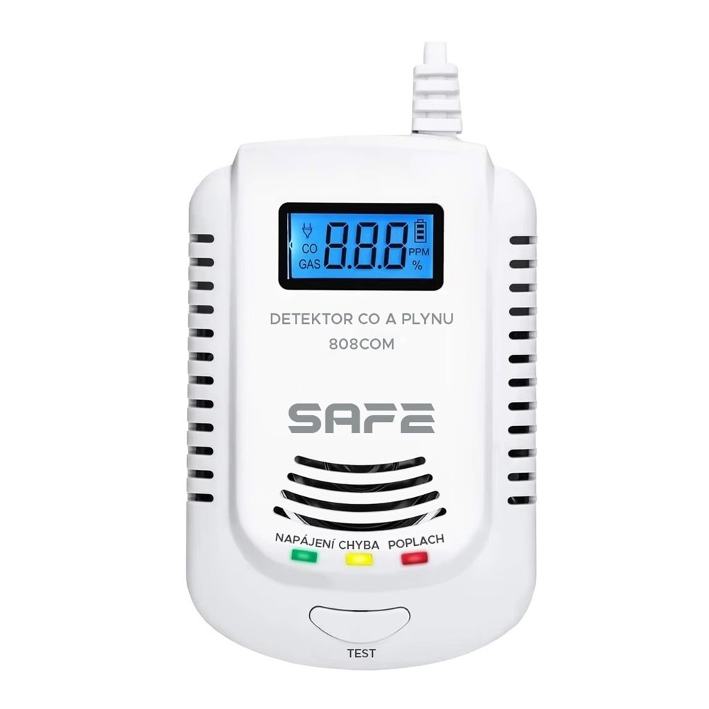 Kombinovaný detektor CO, hořlavých a výbušných plynů SAFE 808COM
