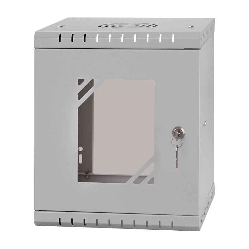 LEXI-Net Basic Rozvaděč nástěnný 10" 9U 300mm, dveře sklo, šedý