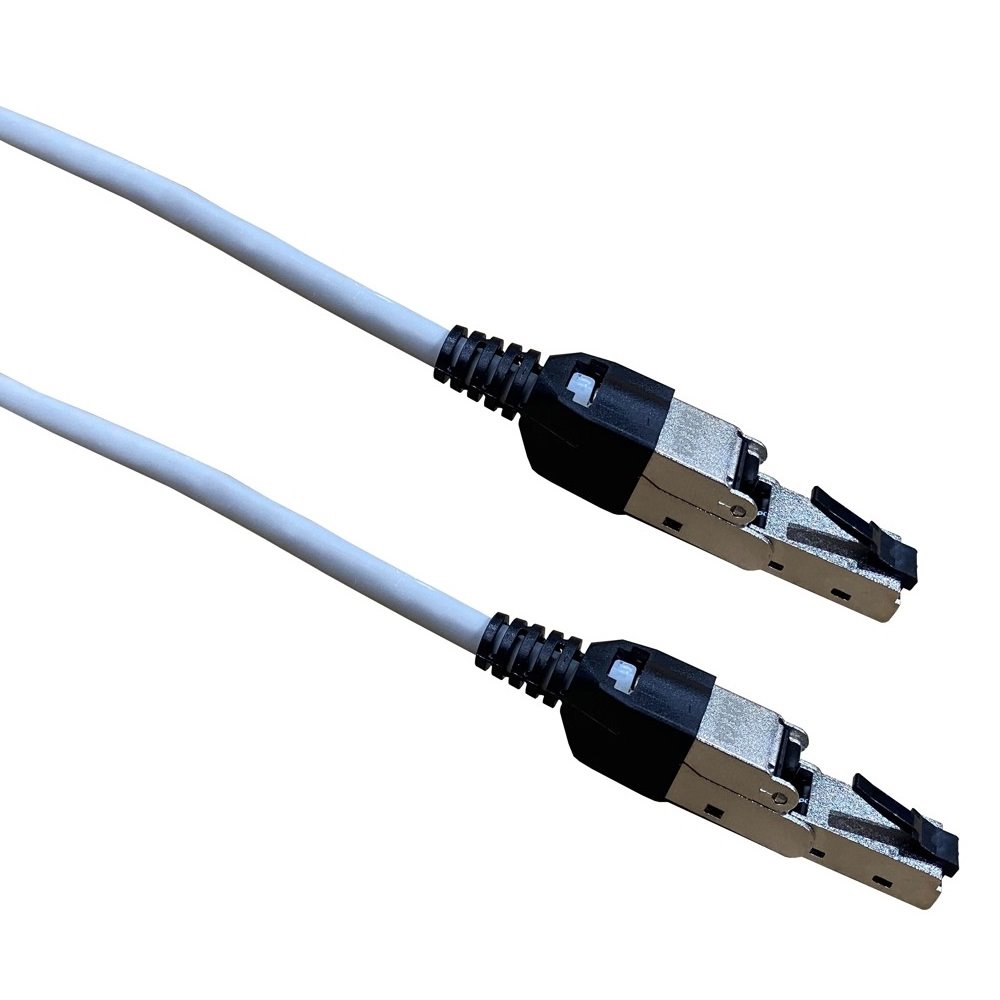 Masterlan comfort patch kabel SSTP, Cat 6A, 3m, šedý, otočný konektor RJ45 180°