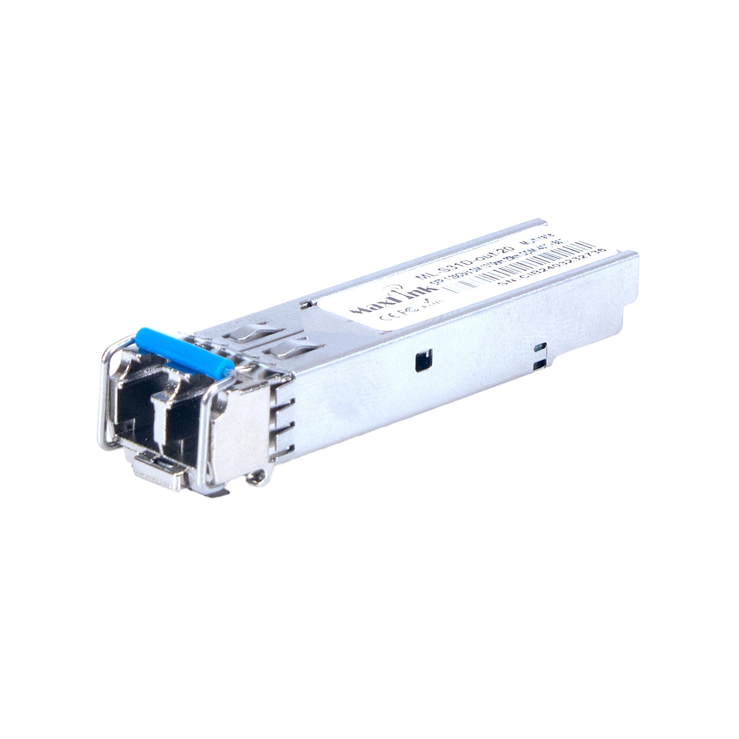 MaxLink 1.25G SFP optický modul, průmyslový -40°C +85°C, SM, 1310nm, 20km, 2x LC konektor, DDM