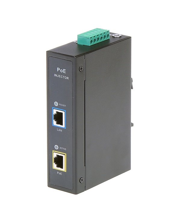 MaxLink DIN30 PoE injektor - 12-48VDC, 802.3af/at, 55V, 550mA, 30W, 1Gbit