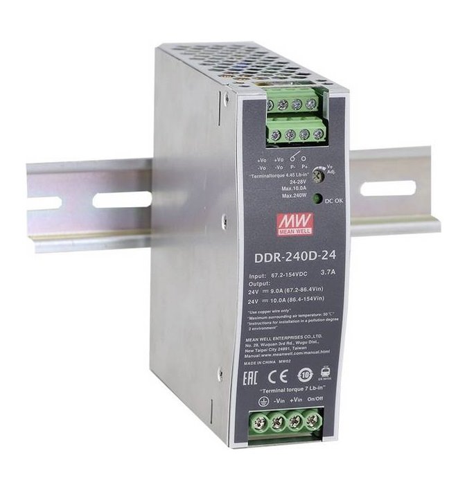 Mean Well DDR-240C-48 DC/DC měnič napětí na DIN lištu 48 V/DC 5 A 240 W 1 x