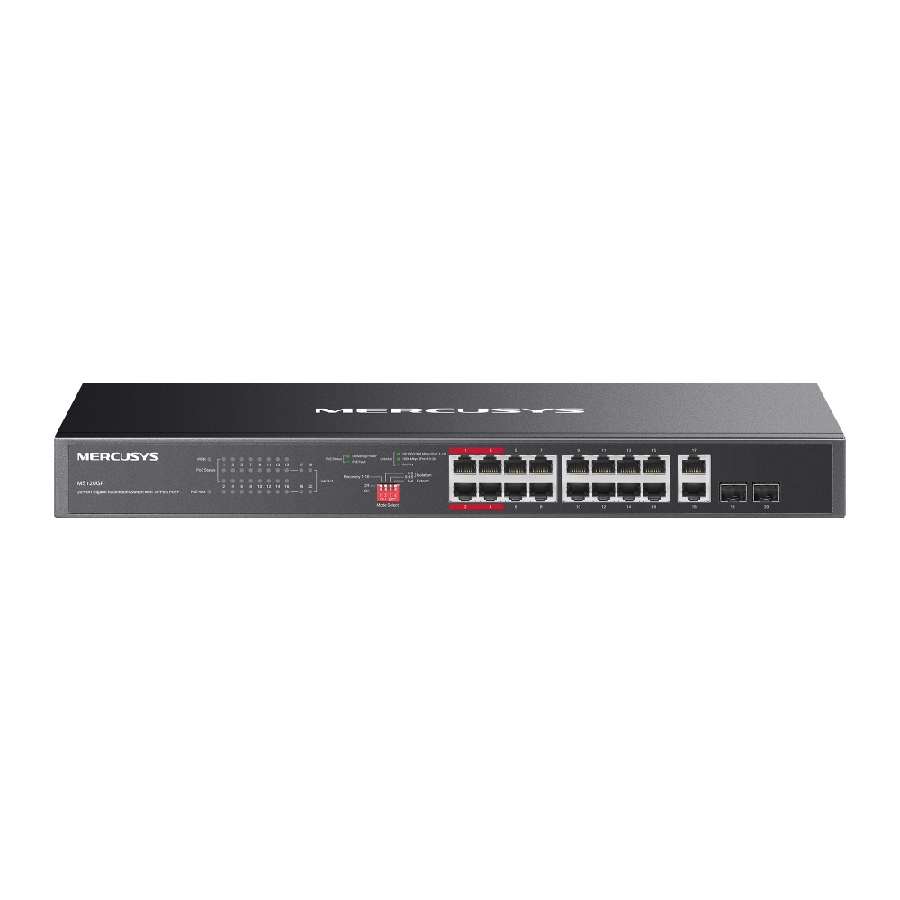 MERCUSYS MS120GP 20portový Gigabitový rackový switch s 16 PoE+ porty