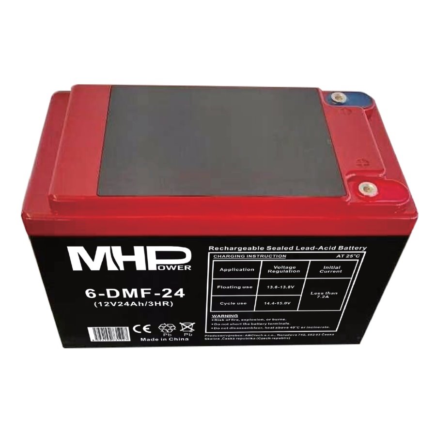 MHPower 6-DMF-24 Trakční gelová baterie 12V/24Ah, Terminál D2 - M5, Deep Cycle