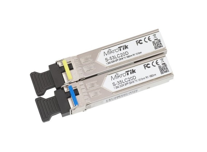 MikroTik SFP optický modul S-35/53LC20D, SM, 20km, 1.25G (pár)