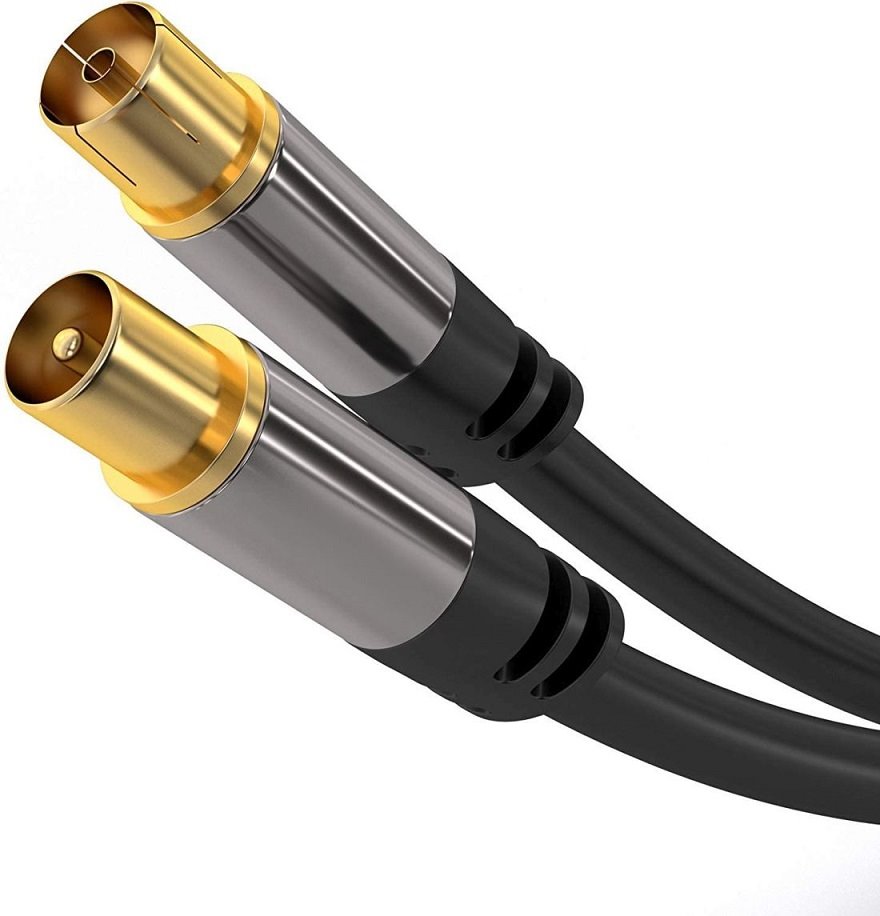 PremiumCord 1,5m TV antenní HQ propojovací kabel M/F 75Ohm (135dB) 4x stíněný