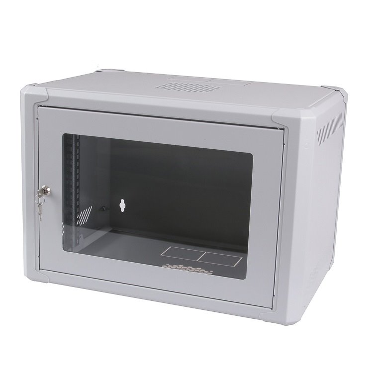 Rozvaděč jednodílný Masterlan 19" 9U/600mm, rozložený - FLAT PACK, skleněné dveře