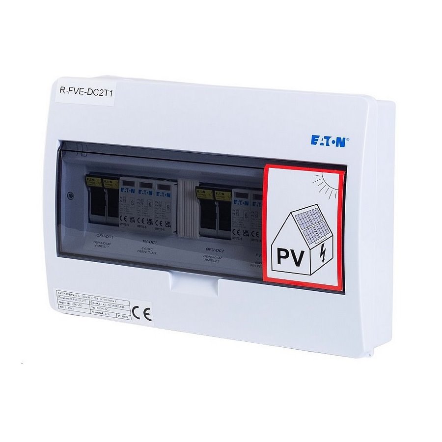 Rozvaděč R-FVE-DC2T1 EATON, T1+T2 (1000V DC / 32A) pro 2 stringy IP40 certifikovaný