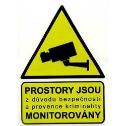 Samolepka - Prostory jsou monitorovány. Univerzální provedení, k nalepení z obou stran!