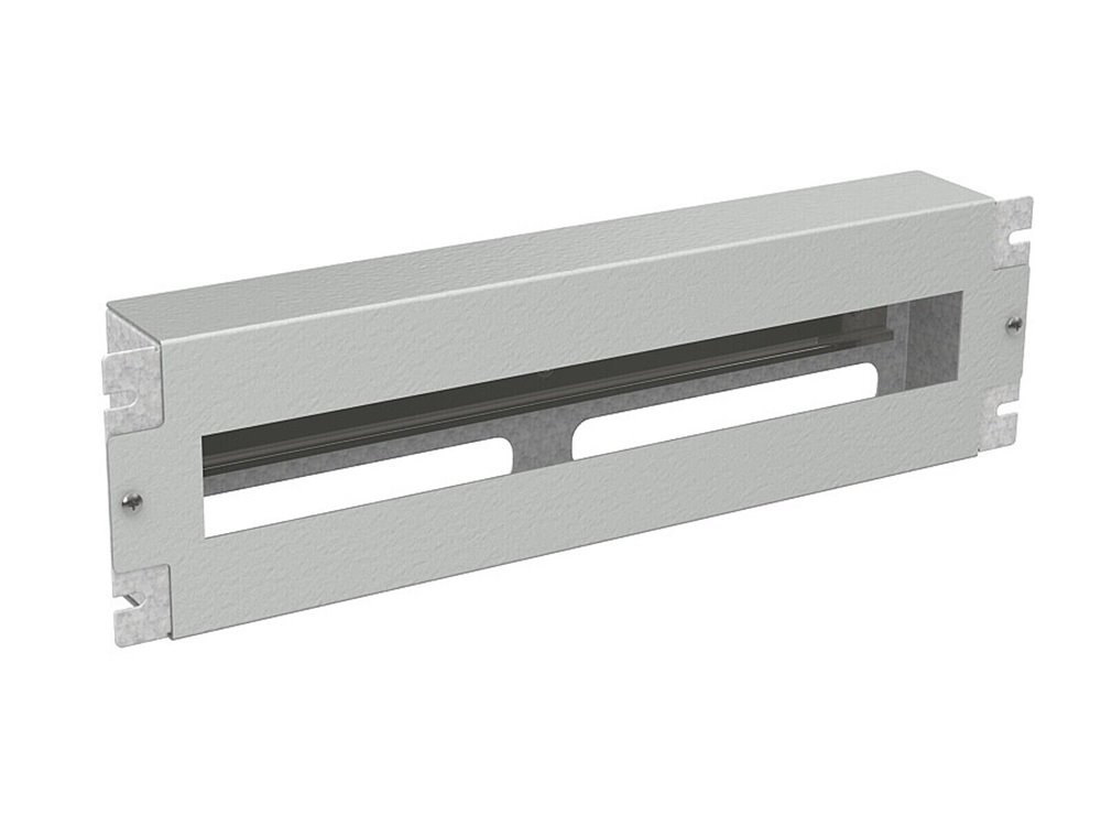 Solarix instalační panel 3U s DIN lištou do 19" rozvaděče, RAL 7035, RAIL-3U-DIN