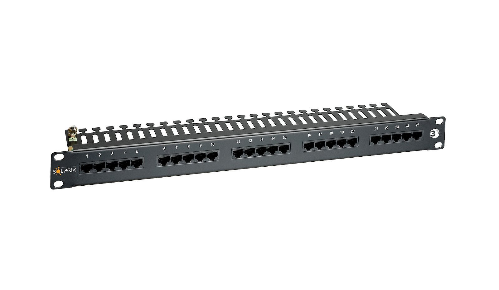 Solarix patch panel 19" ISDN 25 x RJ45 černý 1U SX25-ISDN-BK