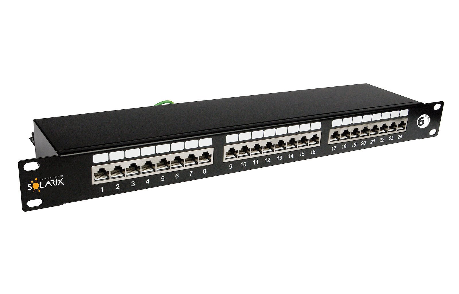 Solarix patch panel 24 x RJ45 CAT6 STP černý 1U, SX24-6-STP-BK