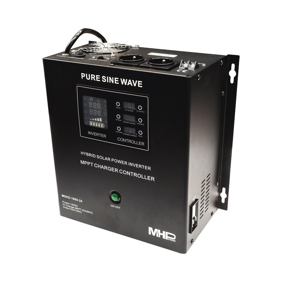 Záložní zdroj MHPower MSKD-1800-24, UPS, 1800W, čistý sinus, 24V, solární regulátor MPPT