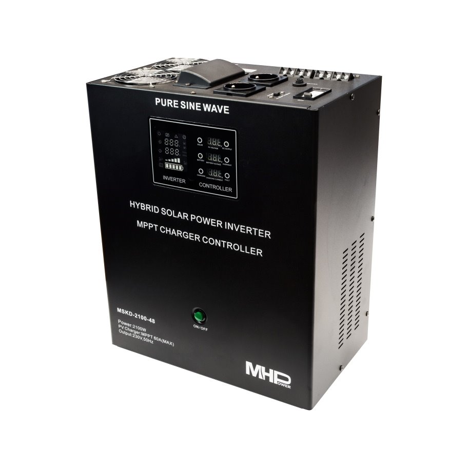 Záložní zdroj MHPower MSKD-2100-48, UPS, 2100W, čistý sinus, 48V, solární regulátor MPPT